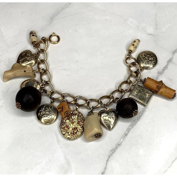 Beth's Addiction Heart Locket Vintage Charm Bracelet - Picture 2 of 7